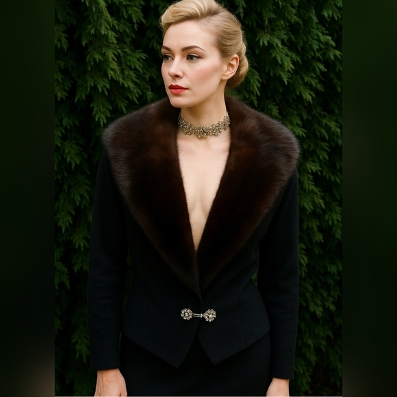 VINTAGE BLACK Fancy Fur jacket by Hadley Sze S - Picture 1 of 15
